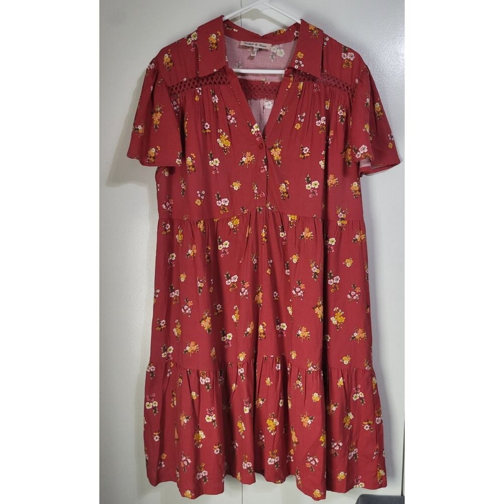 HARLOW & ROSE Tiered Floral Flowy Dress Women's SZ LG Country Prairie